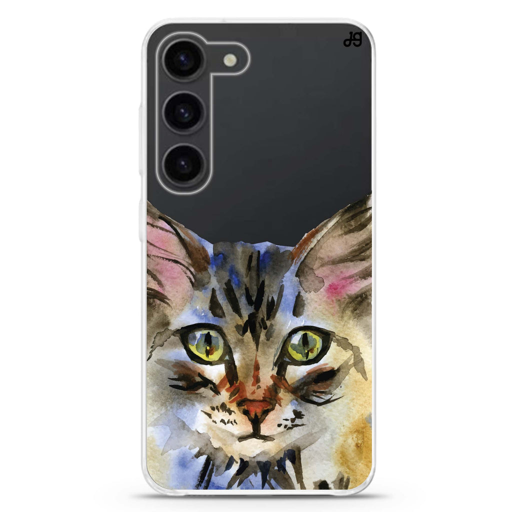 Watercolour Cat ultra-clear case for Samsung Galaxy S23/S22, front view