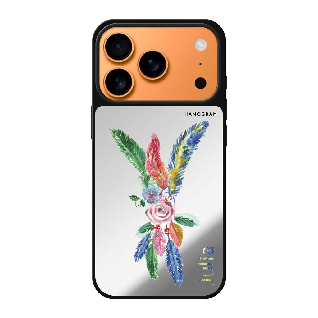 Feather Love personalized name valentines bird heart animal iPhone 17 Pro Max mirror case