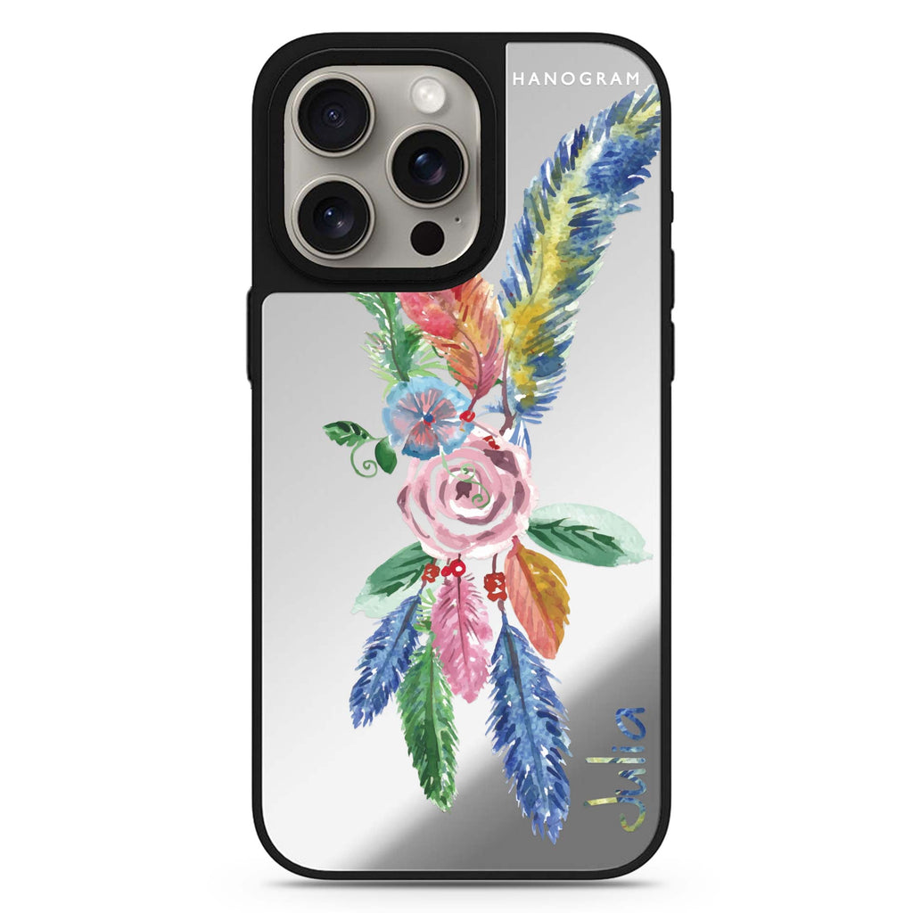 Feather personalized name MagSafe mirror case for iPhone 16/15/14 Pro Max and Pro, main view