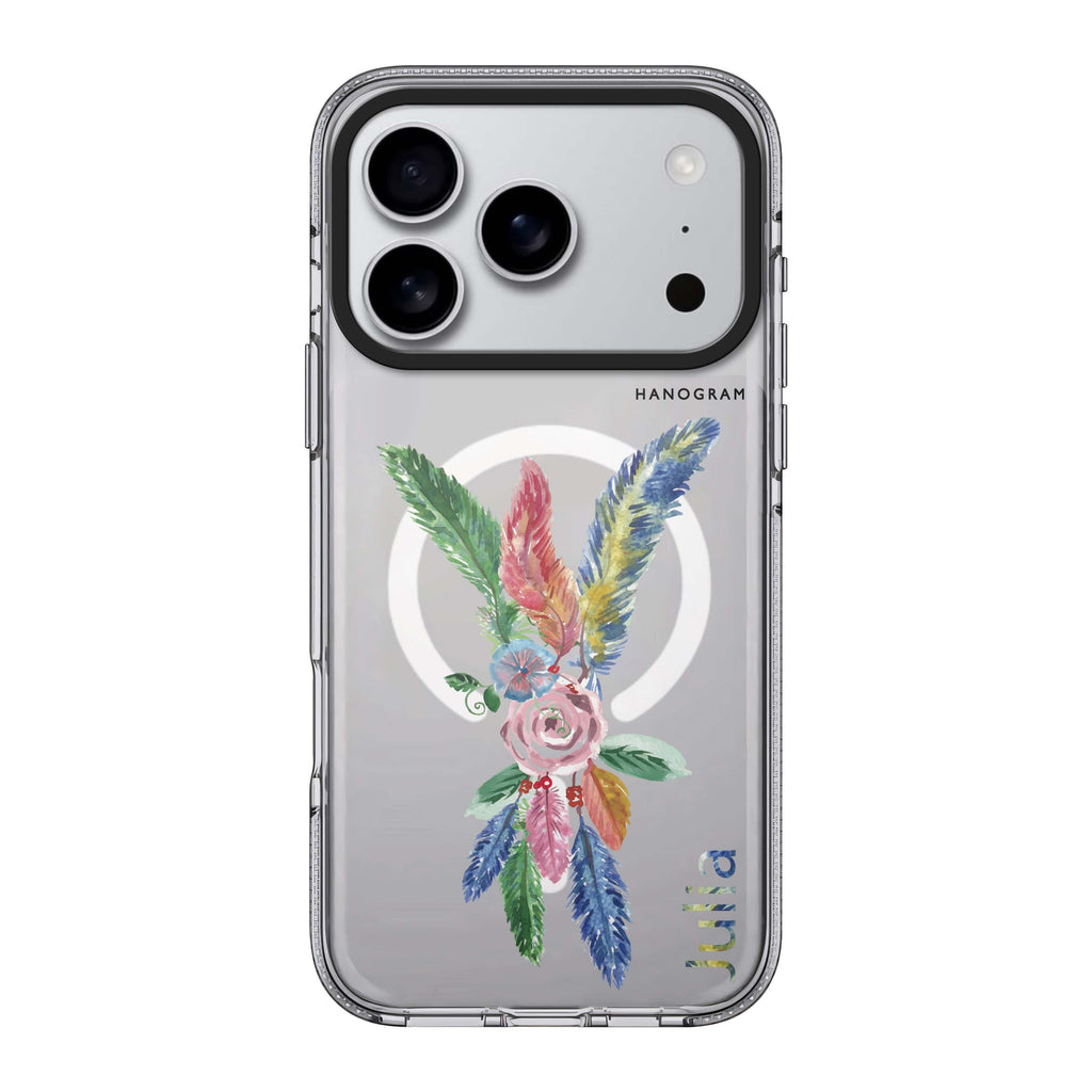 Feather Love personalized name bird heart animal romantic iPhone 17 Pro Max ultra clear case