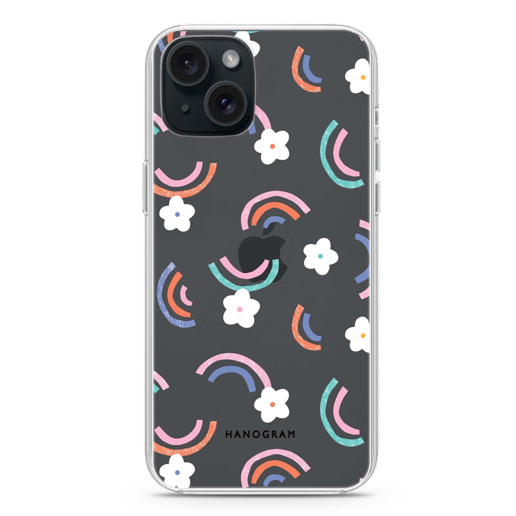 Rainbow Floral iPhone 15 plus Ultra Clear Case