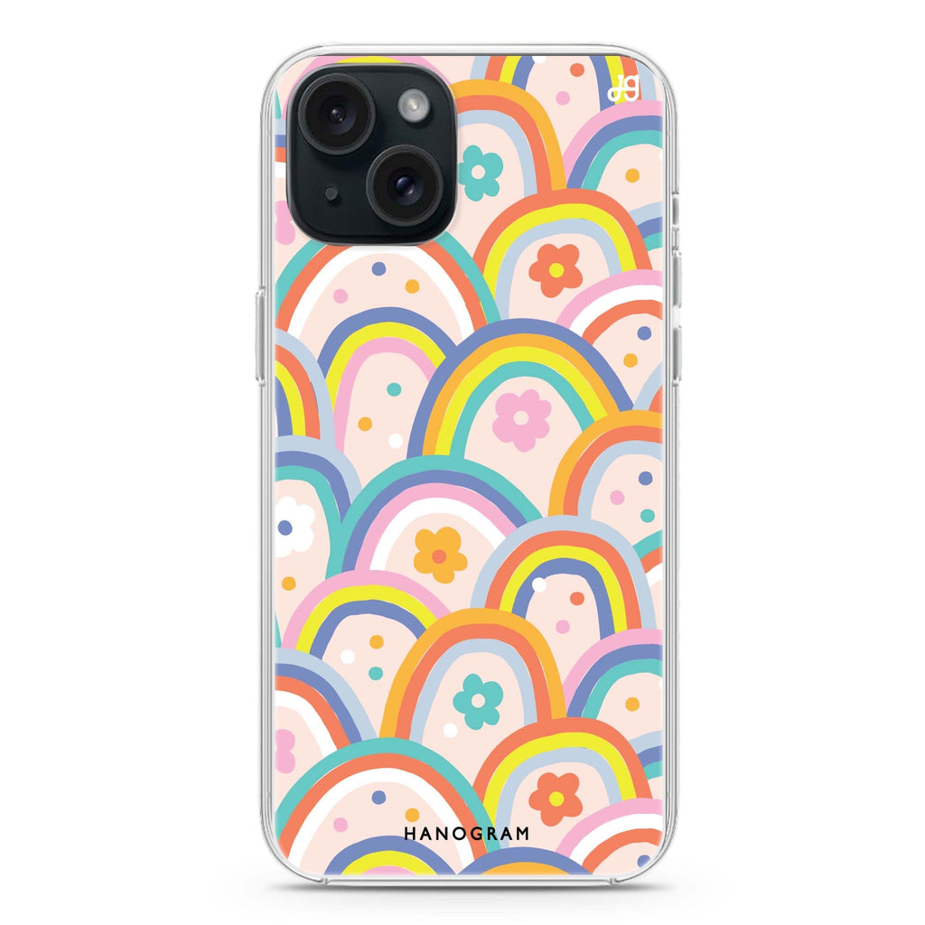 Colourful Rainbow Floral iPhone 15 plus Ultra Clear Case