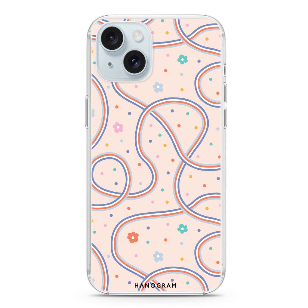 Floral & Line iPhone 15 plus Ultra Clear Case