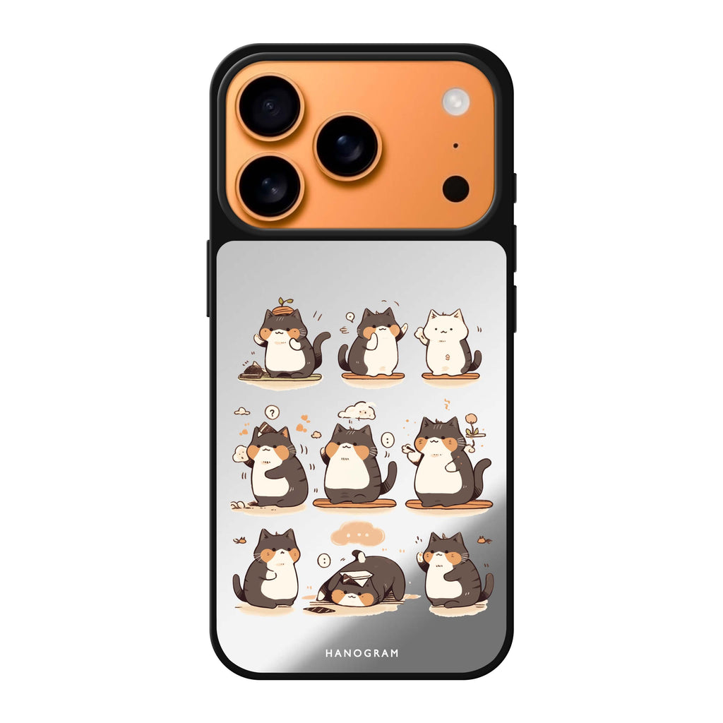 Zen Meowster minimal iPhone 17 Pro Max mirror case