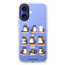Zen Meowster iPhone 16 and 16 Plus ultra clear case, transparent cat artwork, front product view