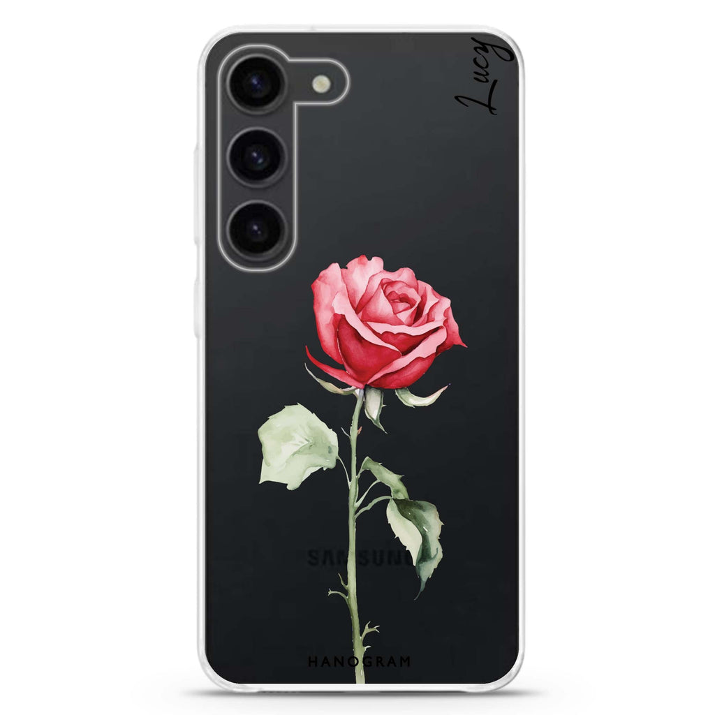 Rose Radiance personalized ultra-clear case for Samsung Galaxy S23/S22, front view