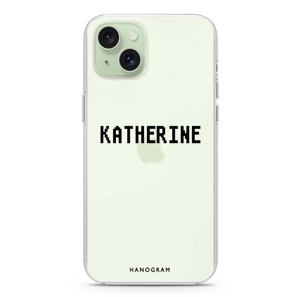 Pixel Custom Name iPhone 15 plus Ultra Clear Case