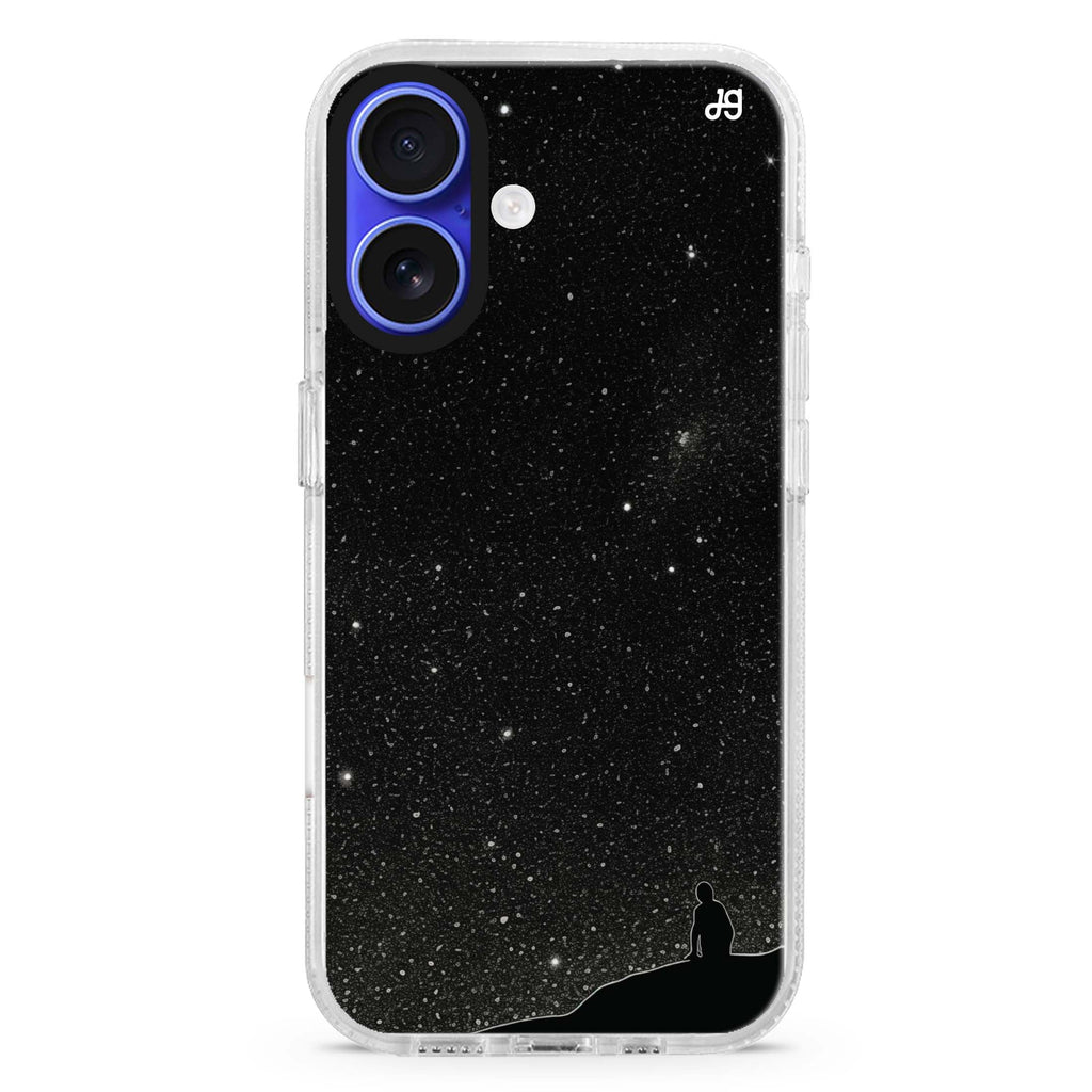Starlit Wonder iPhone 16 and 16 Plus ultra clear case, transparent celestial artwork, front product view