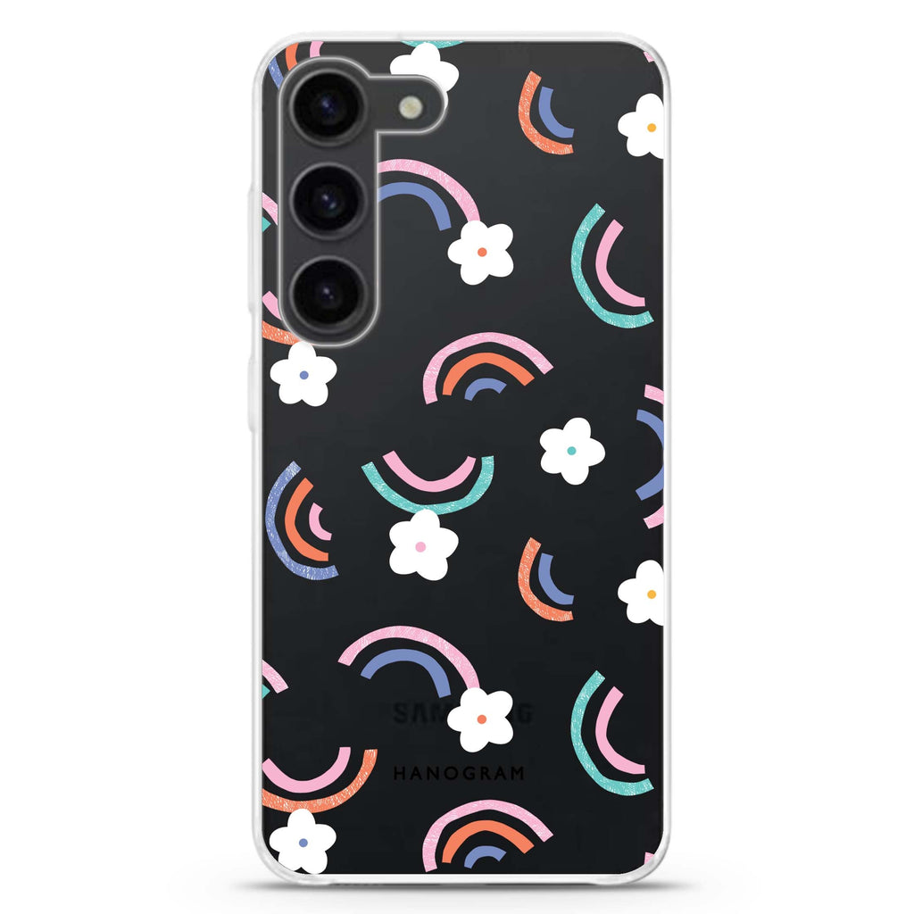 Rainbow Floral ultra-clear case for Samsung Galaxy S23/S22, front view