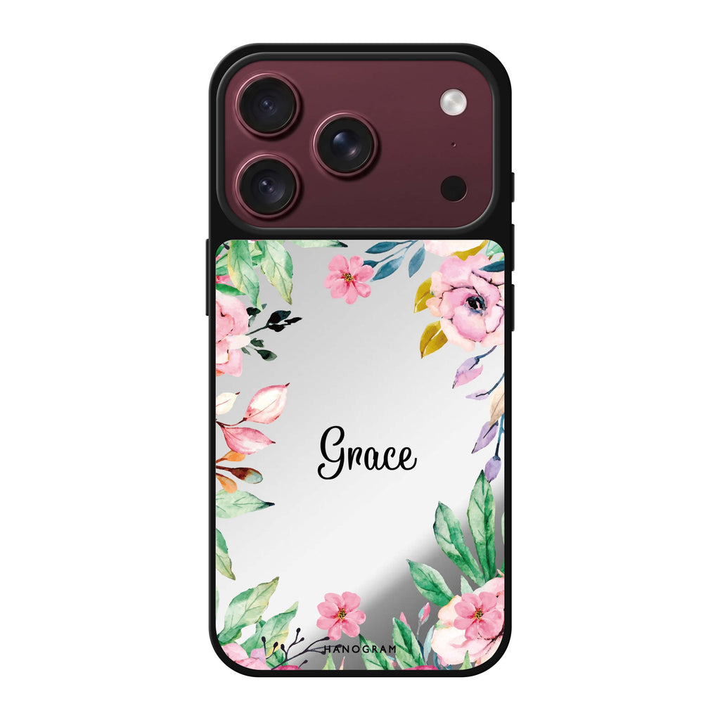 Floral Dream II personalized name spring flower floral whimsical iPhone 18 Pro Max mirror case