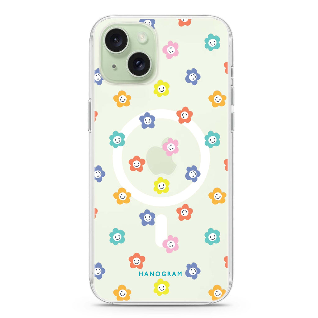 Little Smile Flowers iPhone 15 Plus MagSafe Compatible Ultra Clear Case