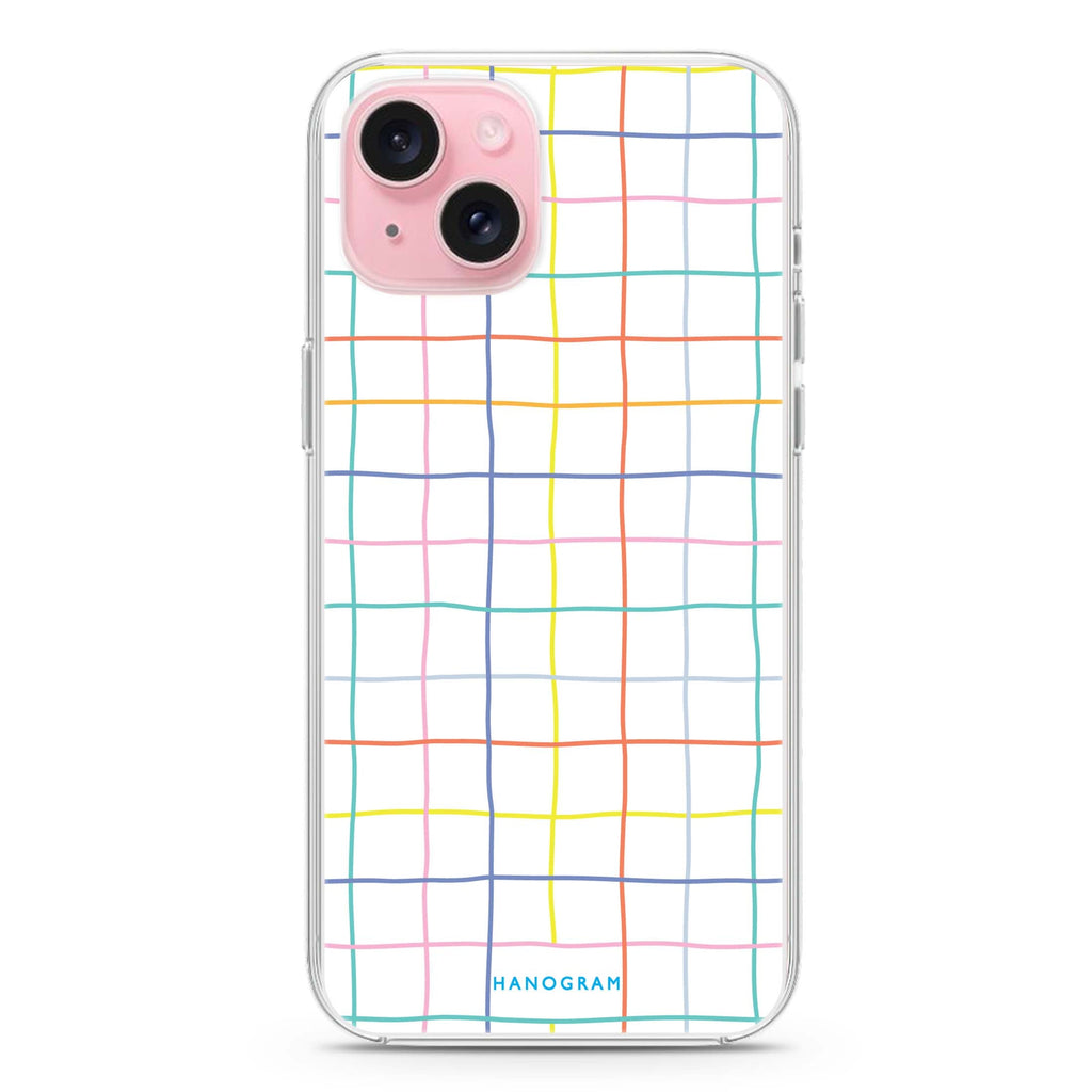 Colourful Checked Pattern iPhone 15 Plus MagSafe Compatible Ultra Clear Case