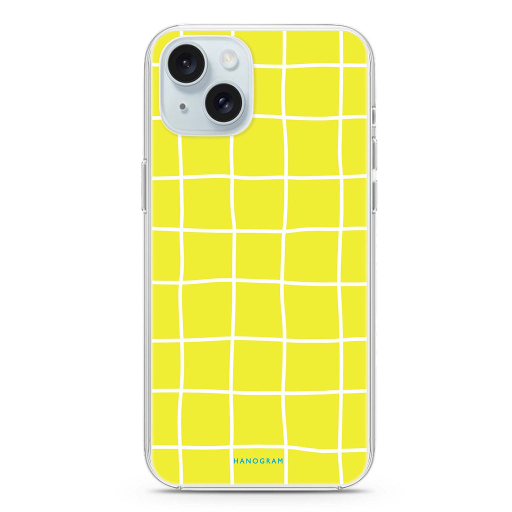 Yellow Checked Pattern iPhone 15 plus Ultra Clear Case