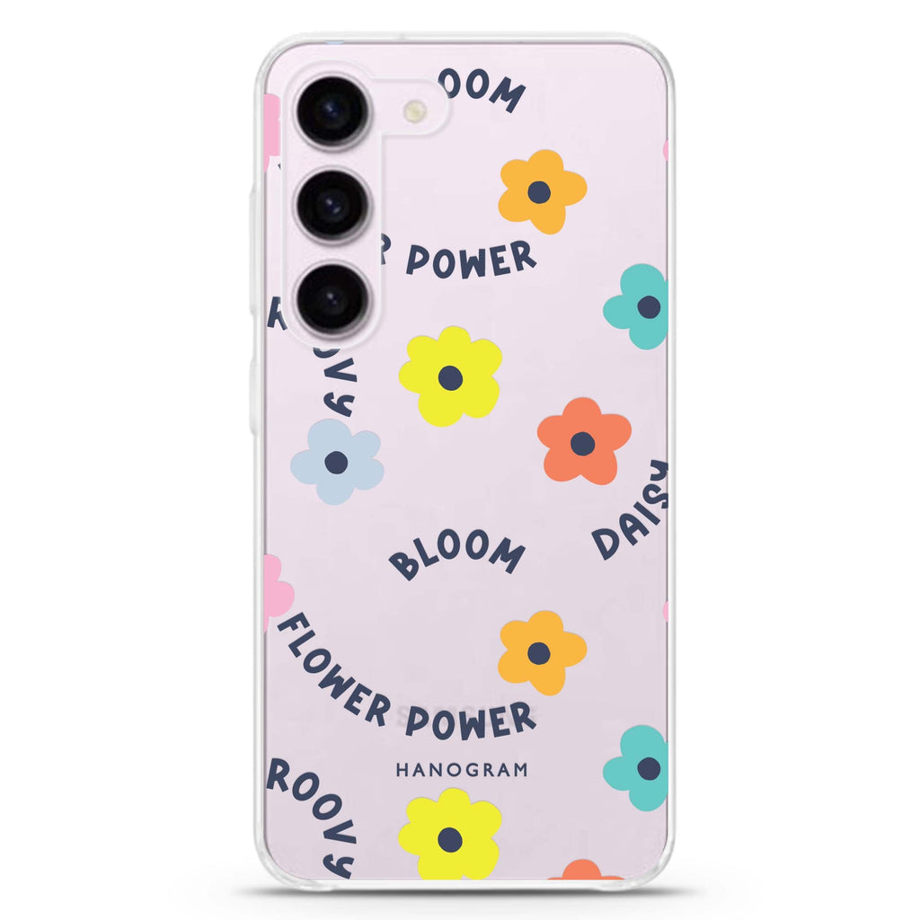 Flower Power ultra-clear case for Samsung Galaxy S23/S22, front view