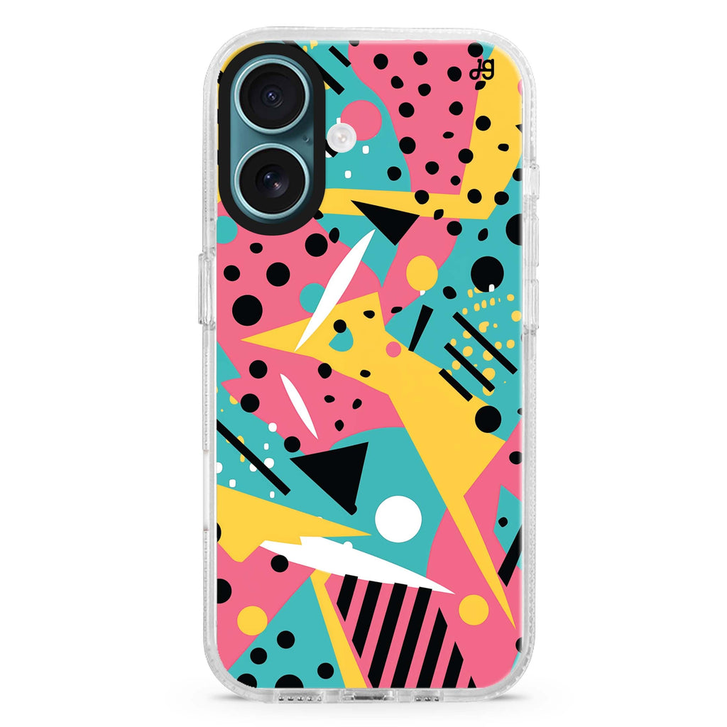 Pop Pastels iPhone 16 and 16 Plus ultra clear case, transparent graphic artwork, front product view