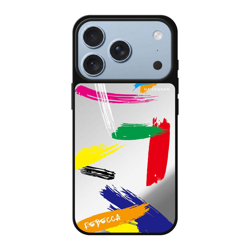 Brush Paint personalized name abstract iPhone 18 Pro Max mirror case