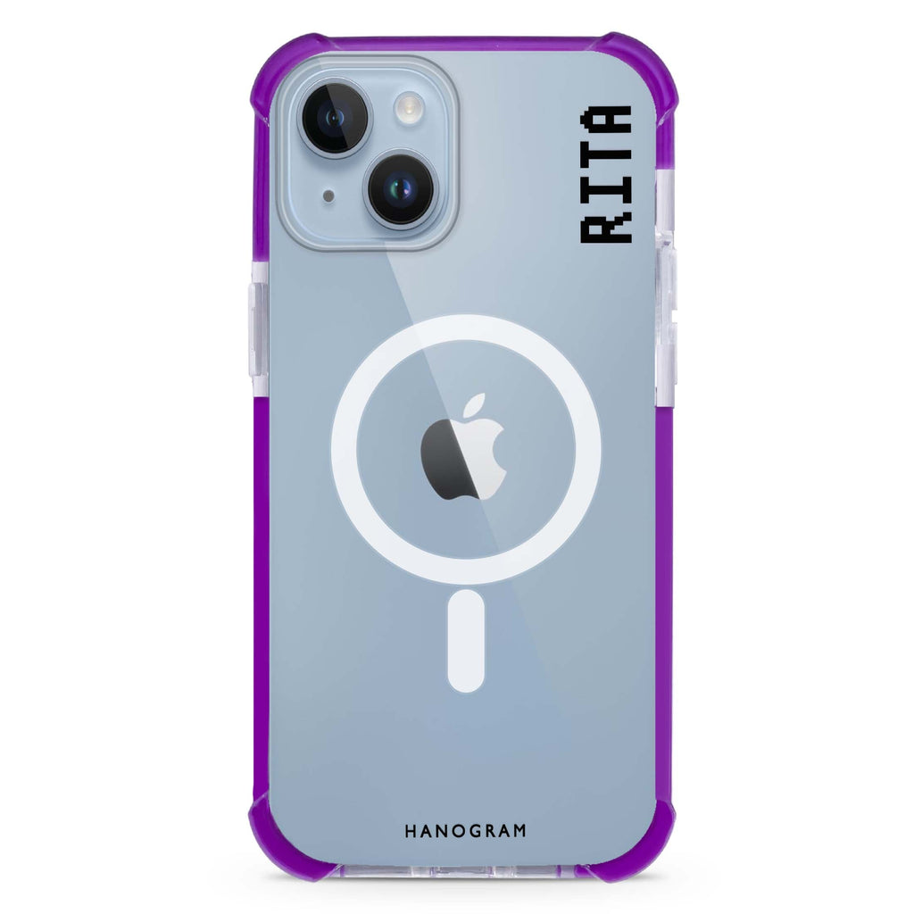 Pixel Custom Name II iPhone 15 Plus MagSafe Compatible Ultra Shockproof Case