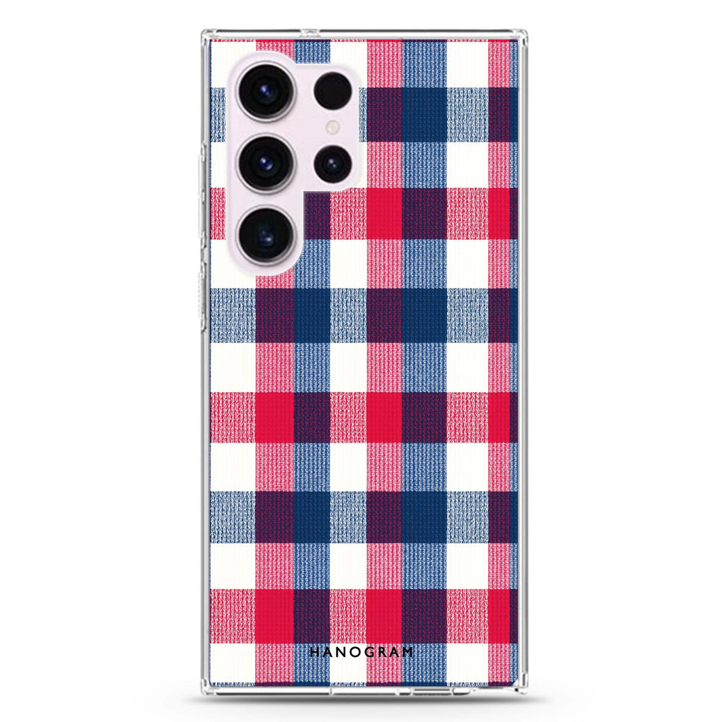 Patriot Plaid Samsung Galaxy S26/S25/S24/S23/S22 Ultra ultra clear case, transparent design, main view
