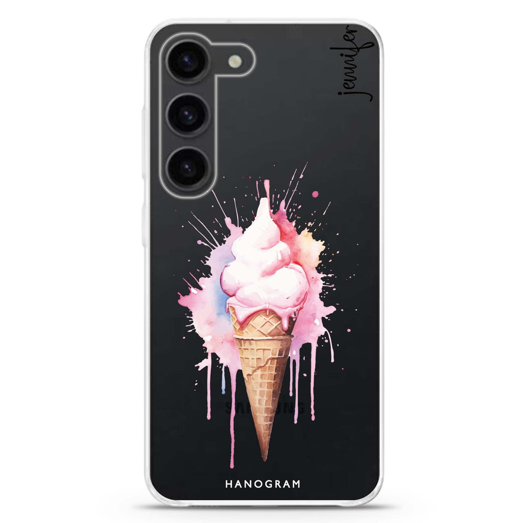Sweet Swirls personalized ultra-clear case for Samsung Galaxy S23/S22, front view