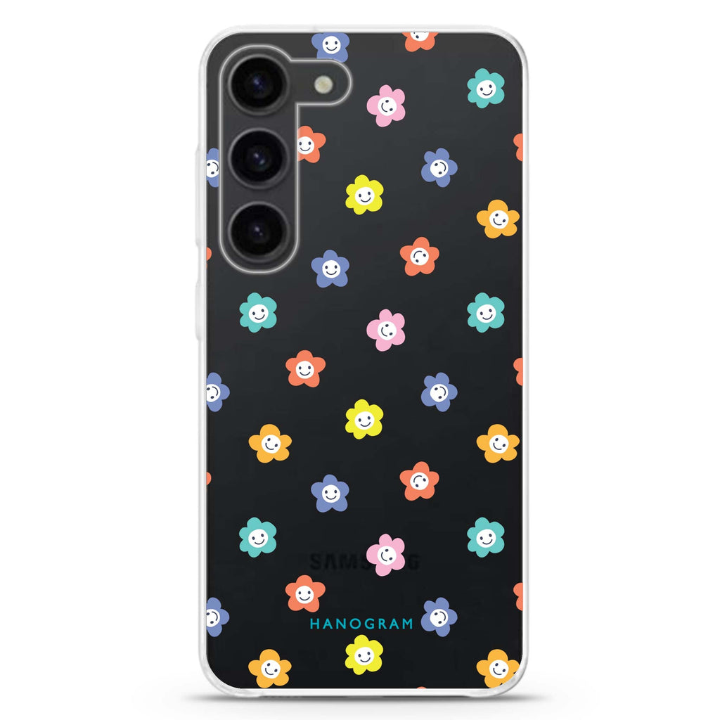 Little Smile Flowers ultra-clear case for Samsung Galaxy S23/S22, front view