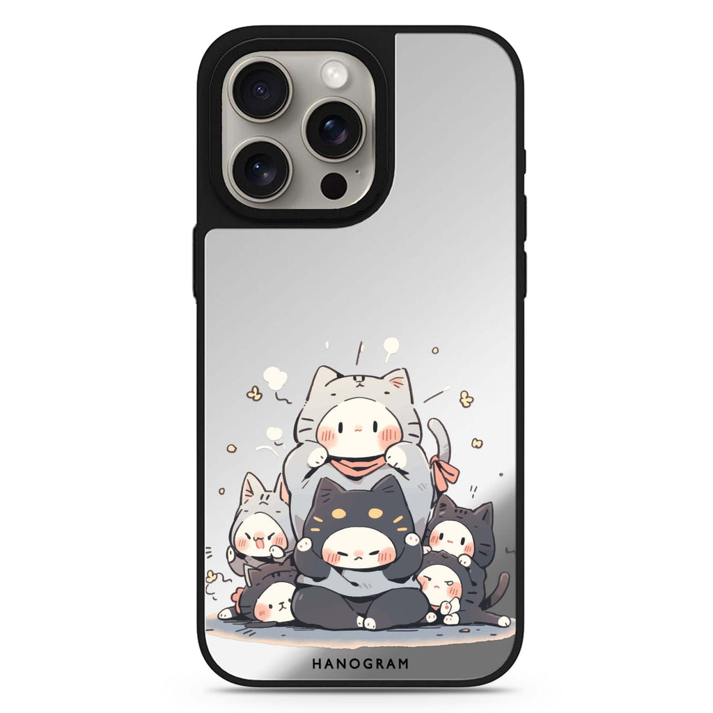 Feline Asana Lesson MagSafe compatible mirror case for iPhone 16/15/14 Pro Max and Pro, main view