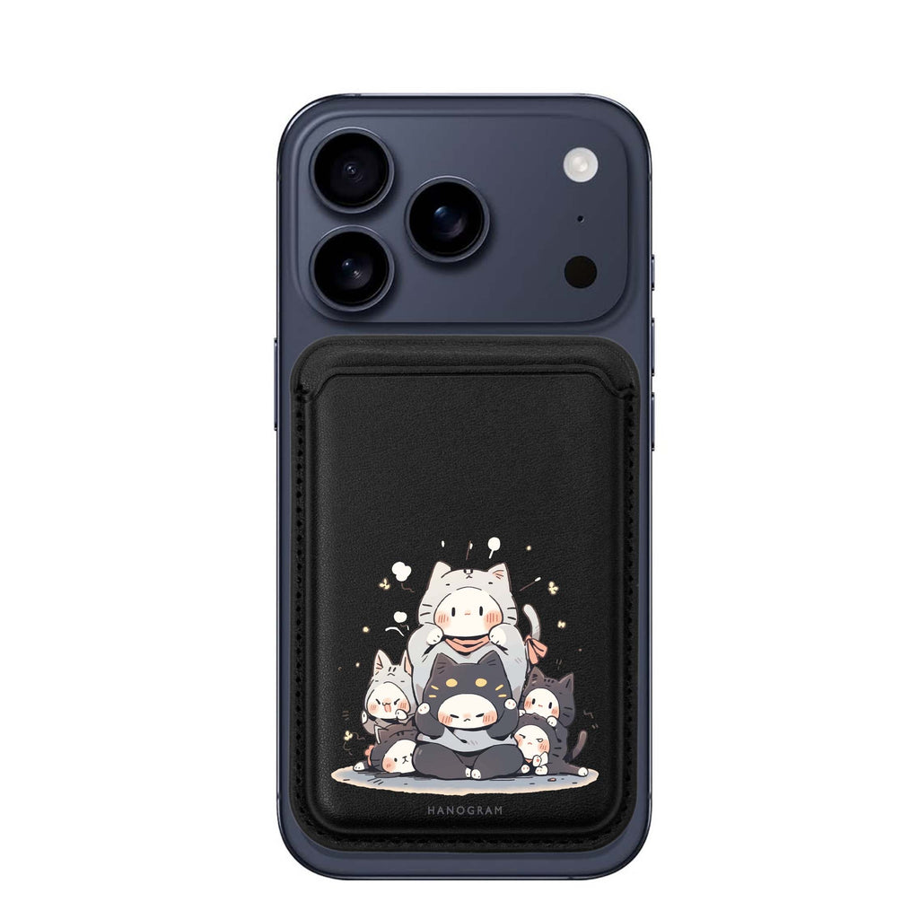 Feline Asana Lesson MagSafe wallet for iPhone, slim magnetic card holder, main view