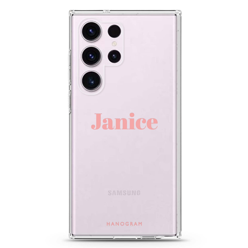Personal Pop personalized name Samsung Galaxy S26/S25/S24/S23/S22 Ultra ultra clear case, transparent design, main view