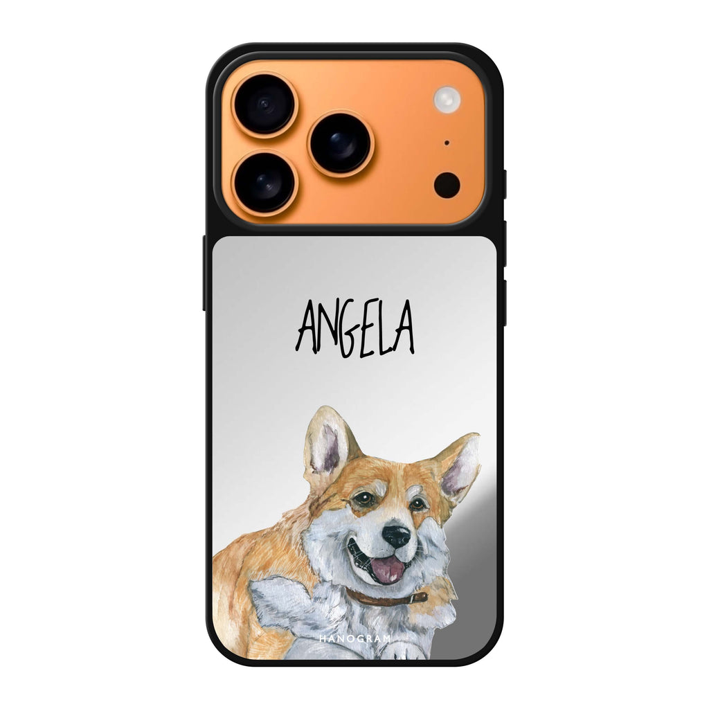 Corgi personalized name dog animal iPhone 17 Pro Max mirror case