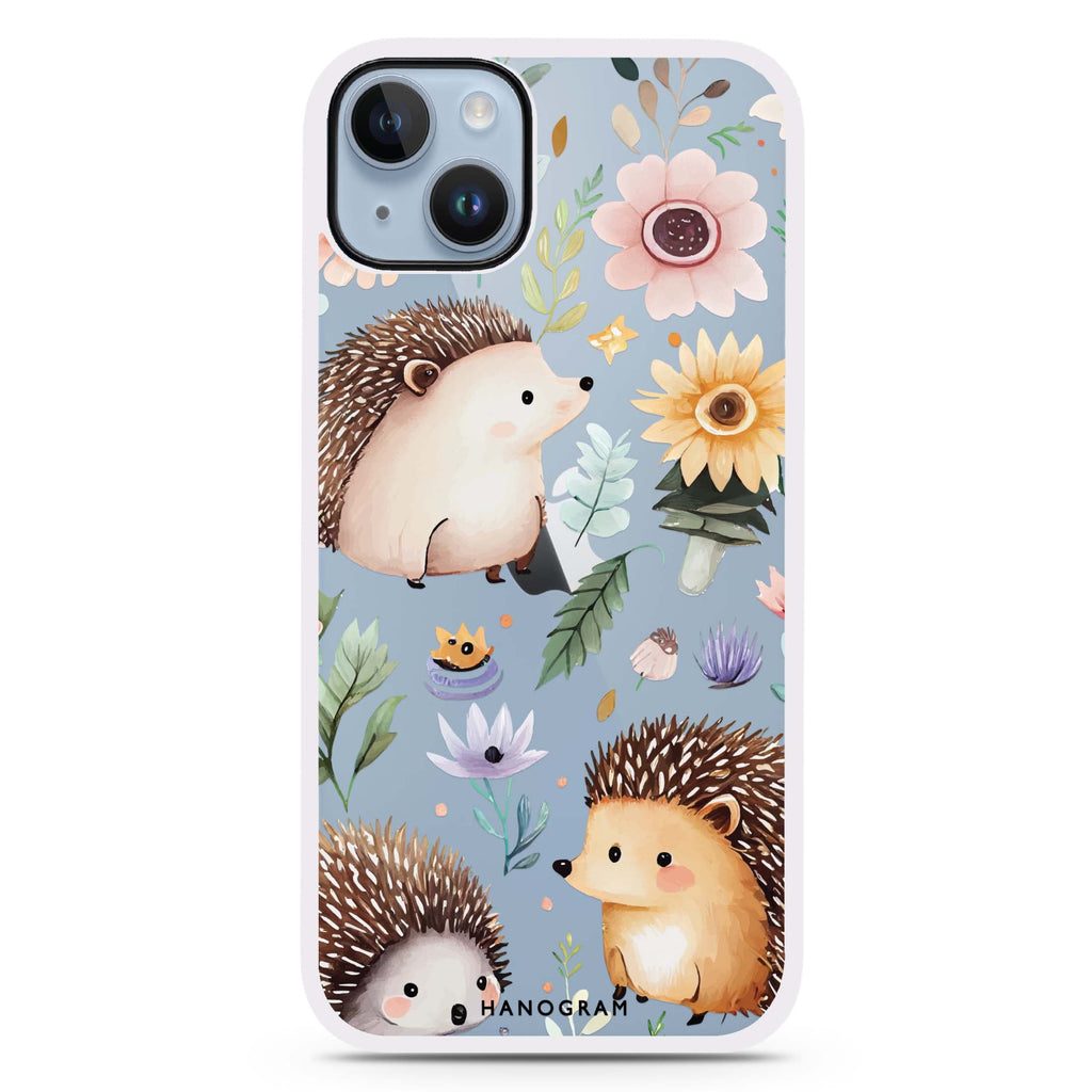 Hedgehog & Floral iPhone 15 Plus Impact Guard Bumper Case