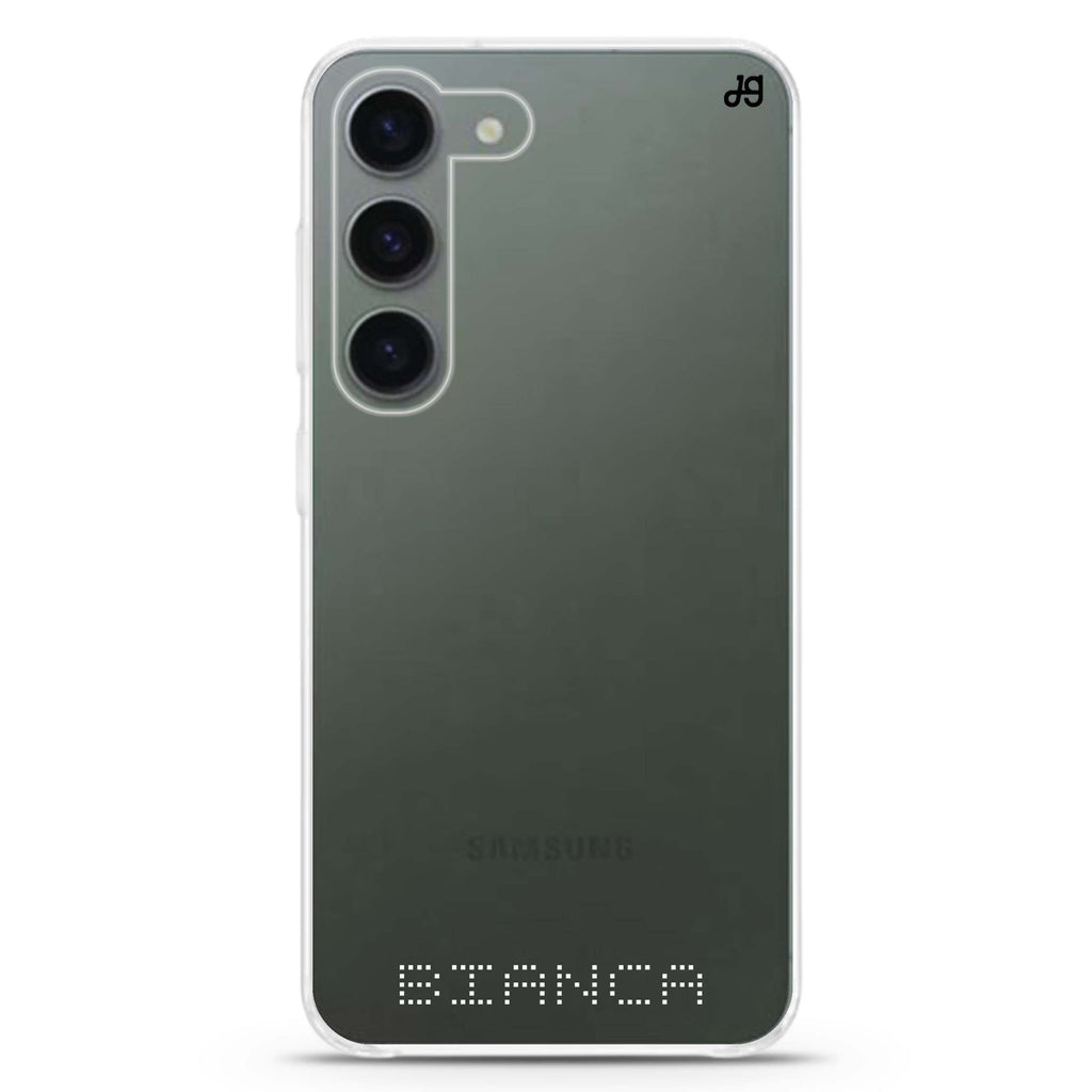 Digital Name II personalized ultra-clear case for Samsung Galaxy S23/S22, front view