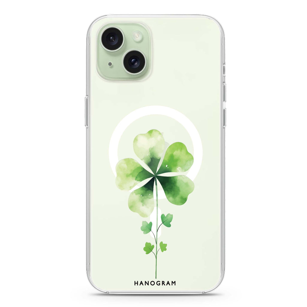 Green Bliss iPhone 15 Plus MagSafe Compatible Ultra Clear Case