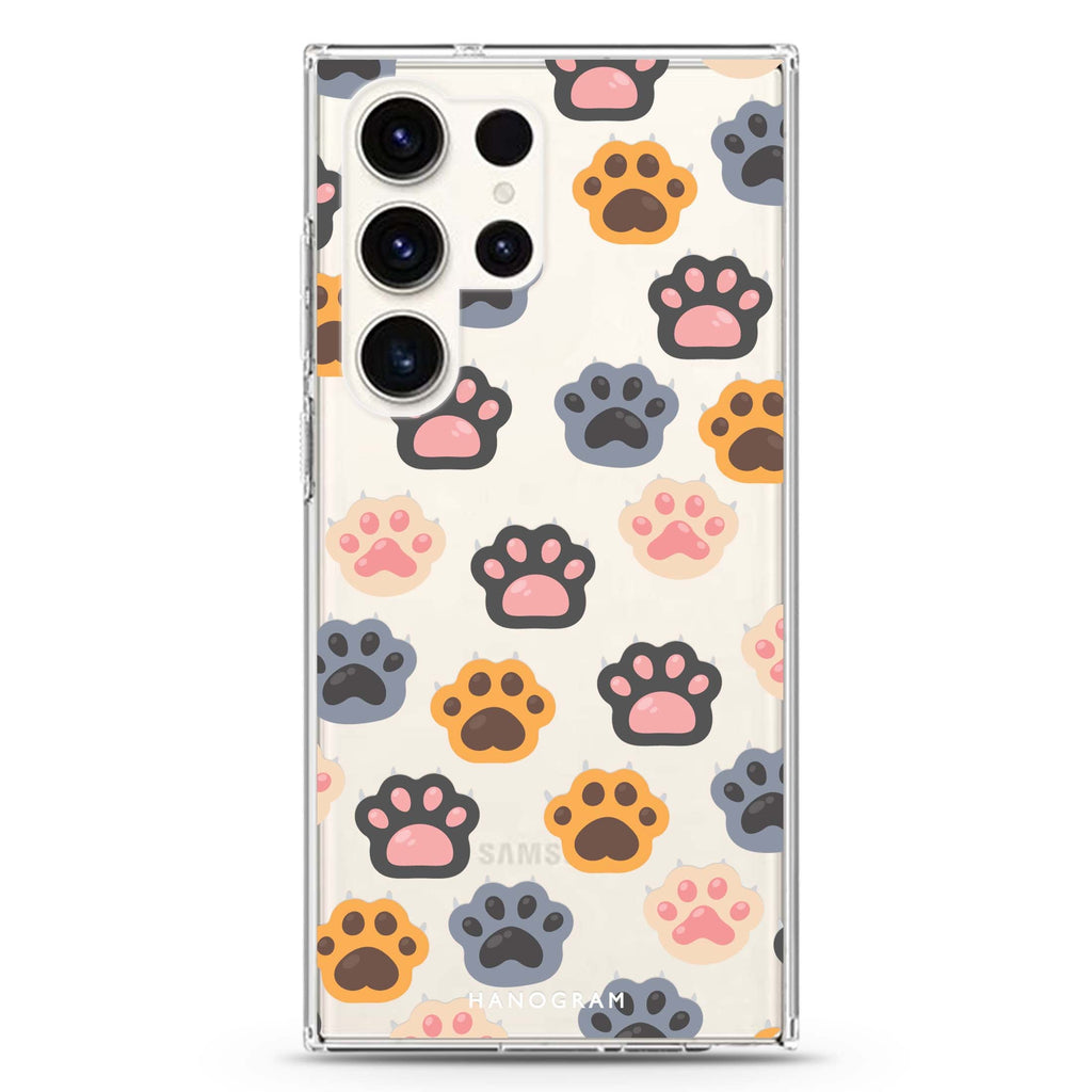 Paws & Pads Samsung Galaxy S26/S25/S24/S23/S22 Ultra ultra clear case, transparent design, main view