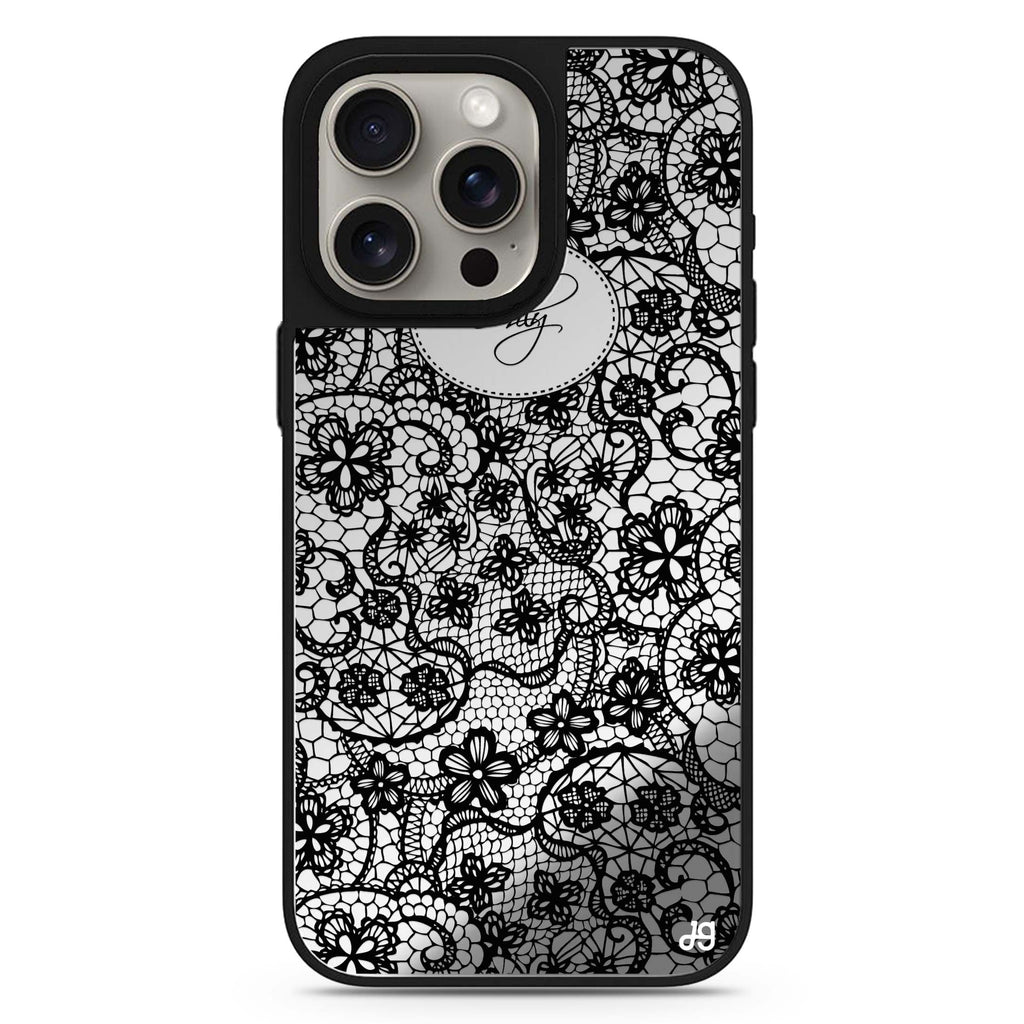 My Floral Lace personalized name MagSafe mirror case for iPhone 16/15/14 Pro Max and Pro, main view