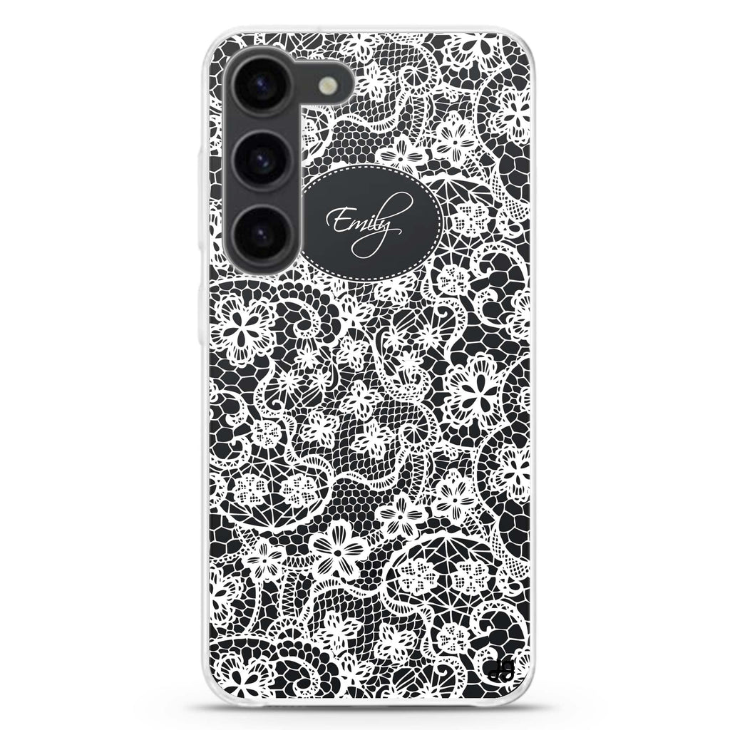My Floral Lace personalized ultra-clear case for Samsung Galaxy S23/S22, front view