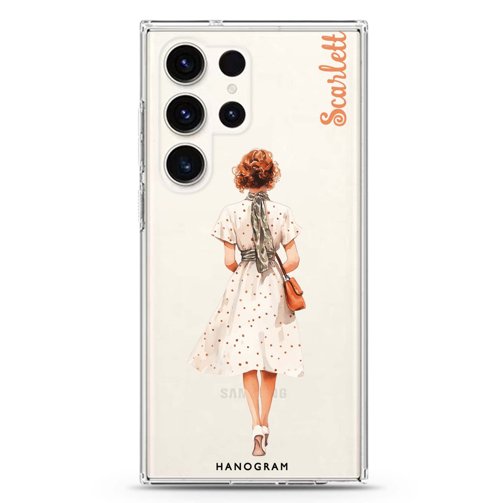 Dot Days personalized name Samsung Galaxy S26/S25/S24/S23/S22 Ultra ultra clear case, transparent design, main view