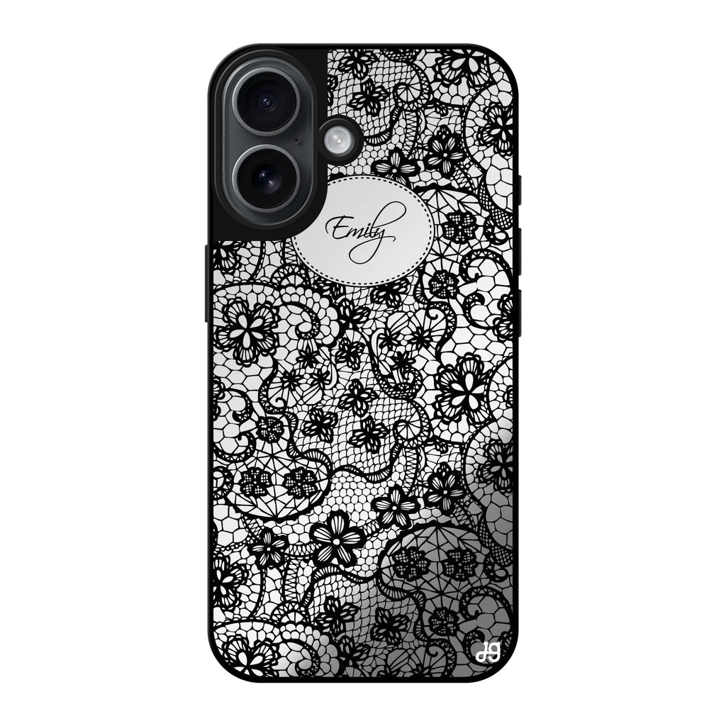 Reflective iPhone 16 Mirror Case –My Floral Lace Design