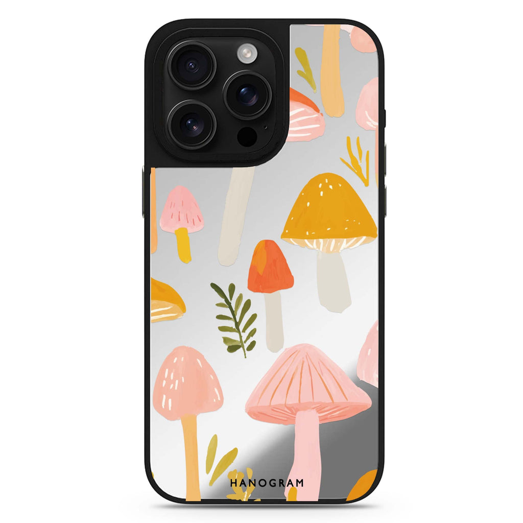Blushing Mushrooms MagSafe compatible mirror case for iPhone 16/15/14 Pro Max and Pro, main view