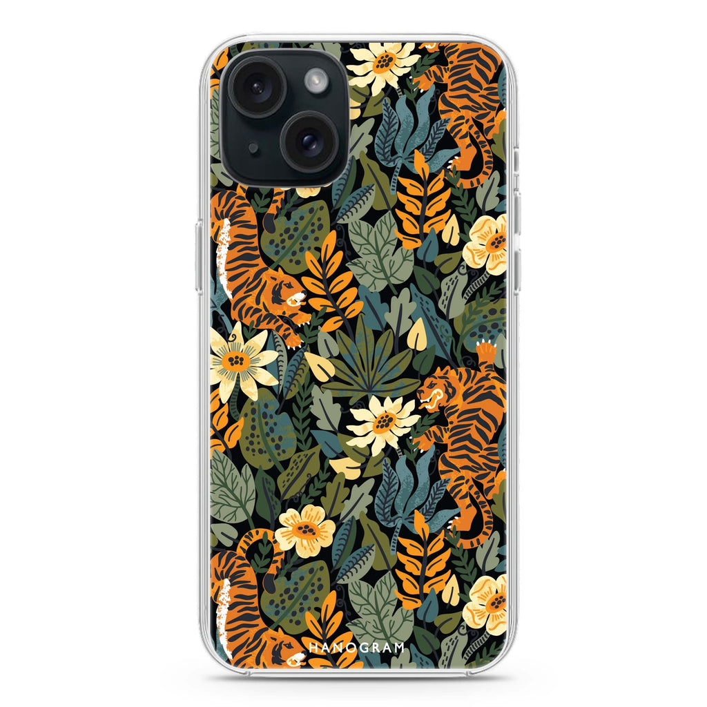 Tiger & Floral iPhone 15 plus Ultra Clear Case