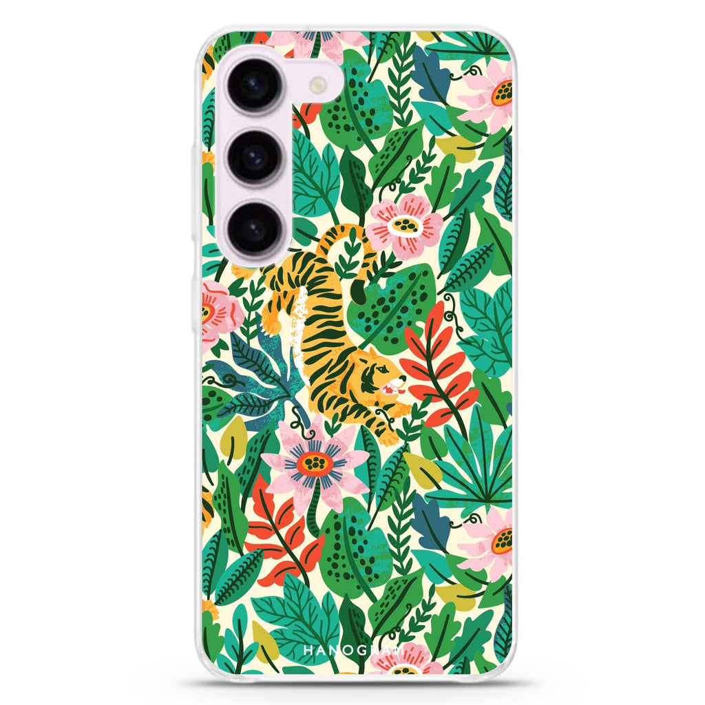 Tiger & Floral ultra-clear case for Samsung Galaxy S23/S22, front view