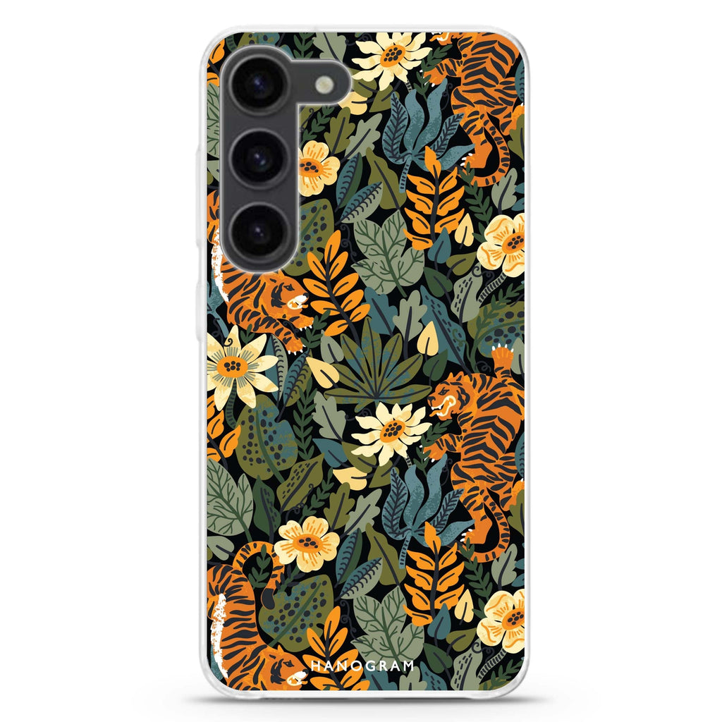 Tiger & Floral ultra-clear case for Samsung Galaxy S23/S22, front view