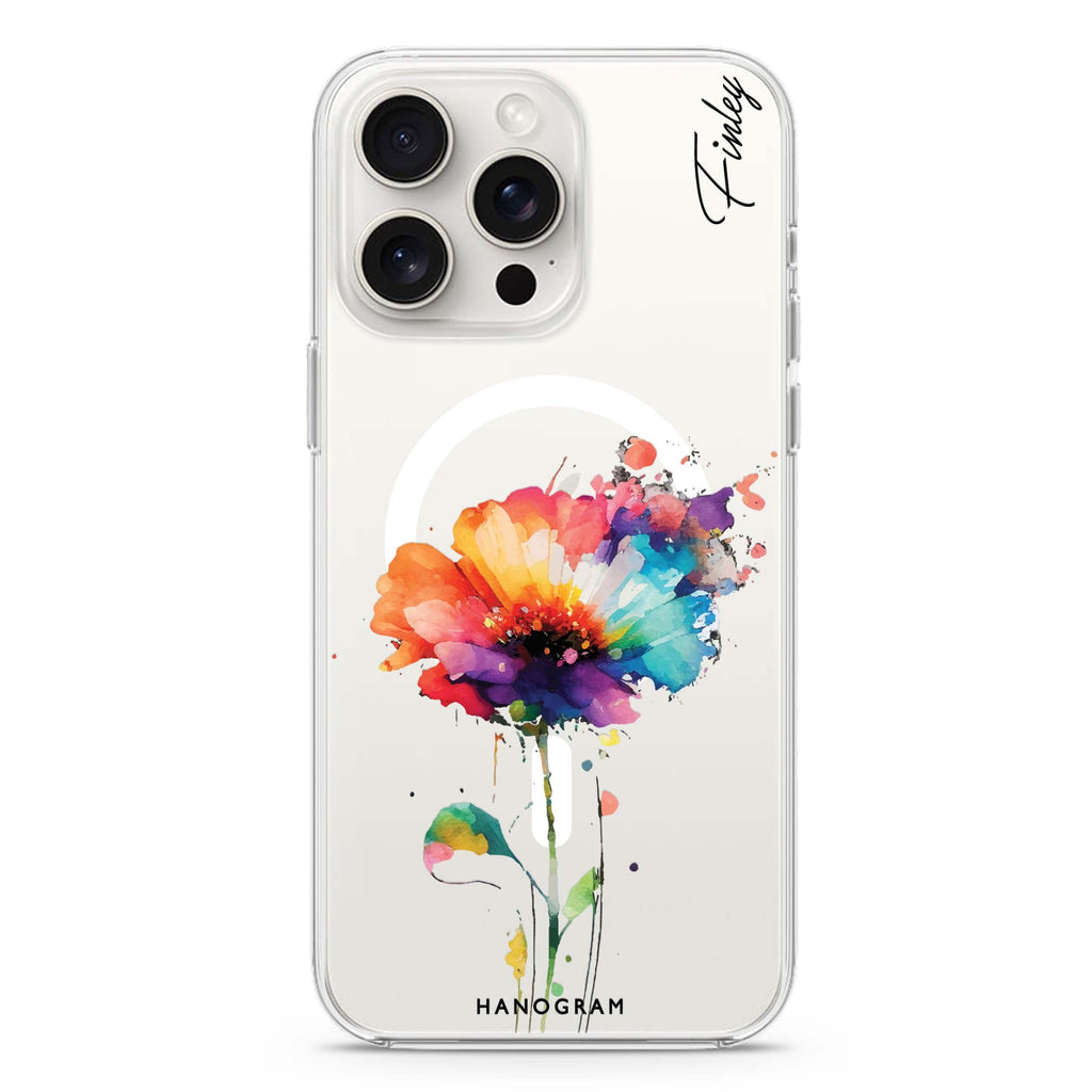 A Beautiful Watercolour Flower iPhone 15 Pro Max MagSafe Compatible Ultra Clear Case