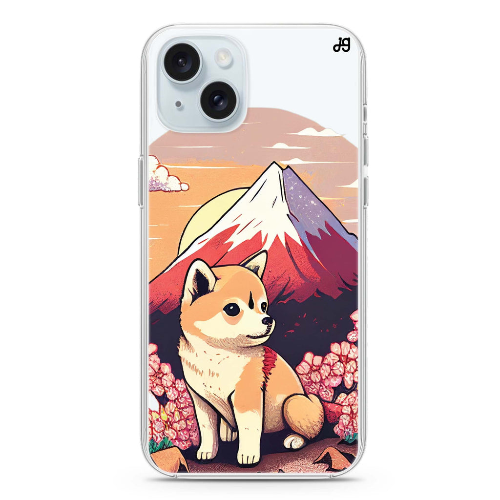 Shiba Inu & Fuji Mountain iPhone 15 Plus Ultra Clear Case