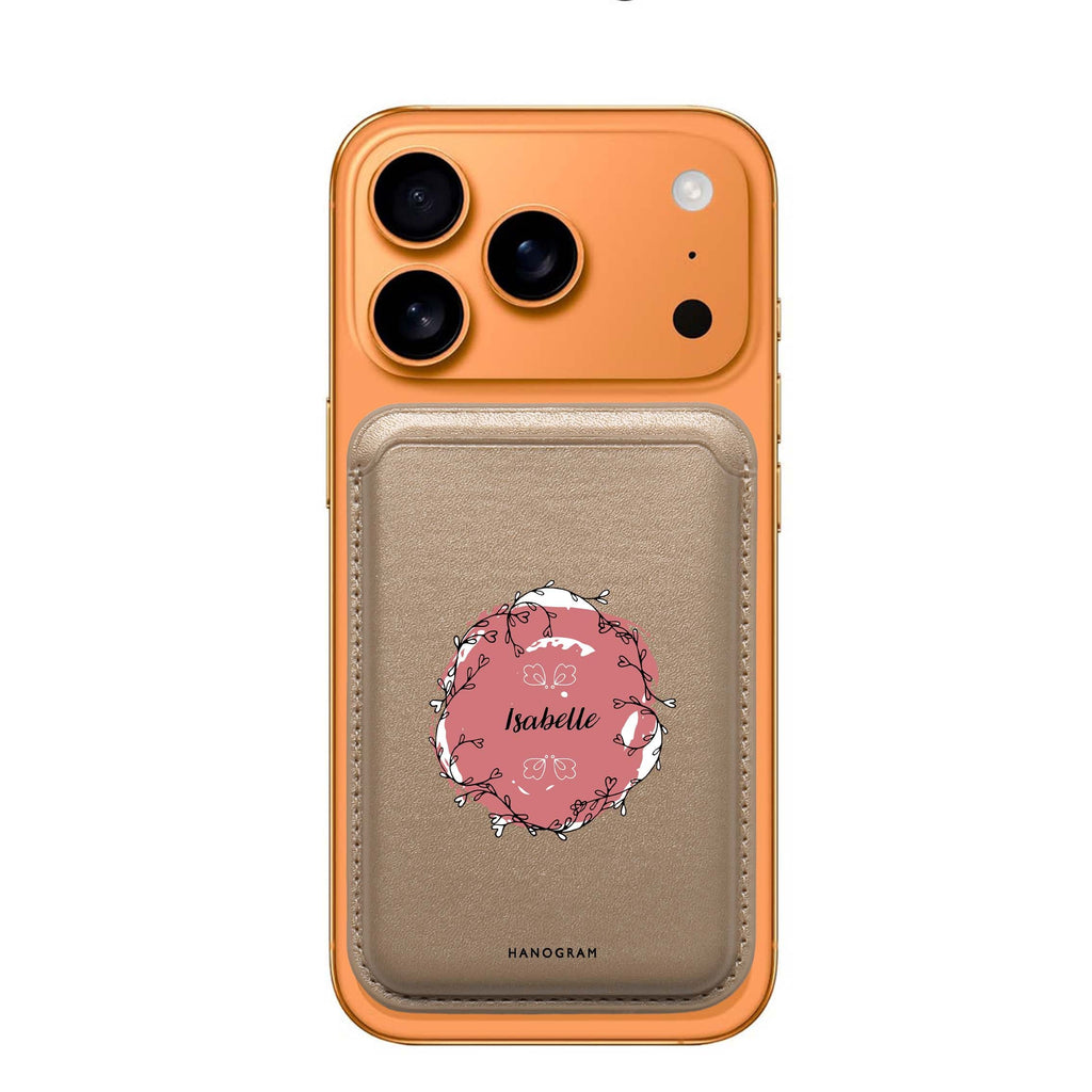 Heart Crown custom name MagSafe wallet for iPhone, personalized magnetic card holder, main view