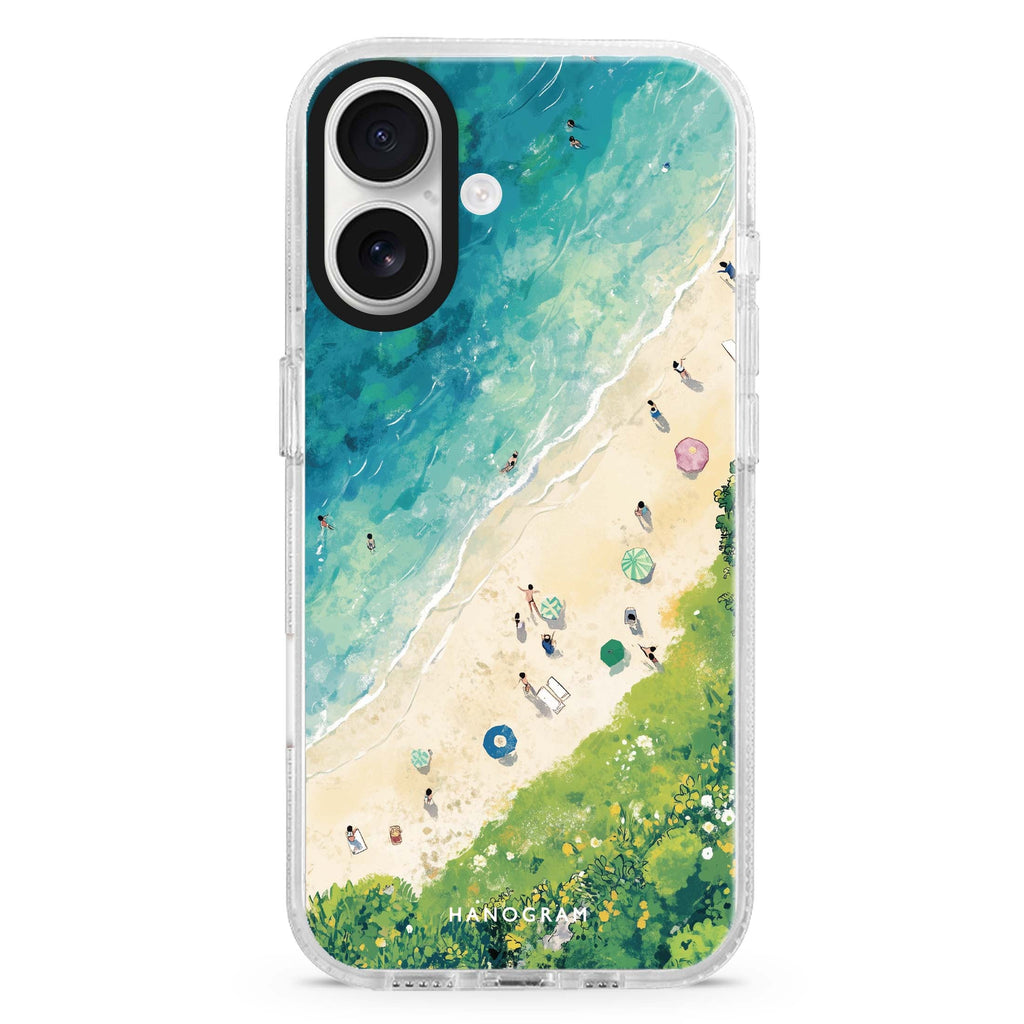 Joy from the Sky iPhone 16 and 16 Plus ultra clear case, transparent celestial artwork, front product view