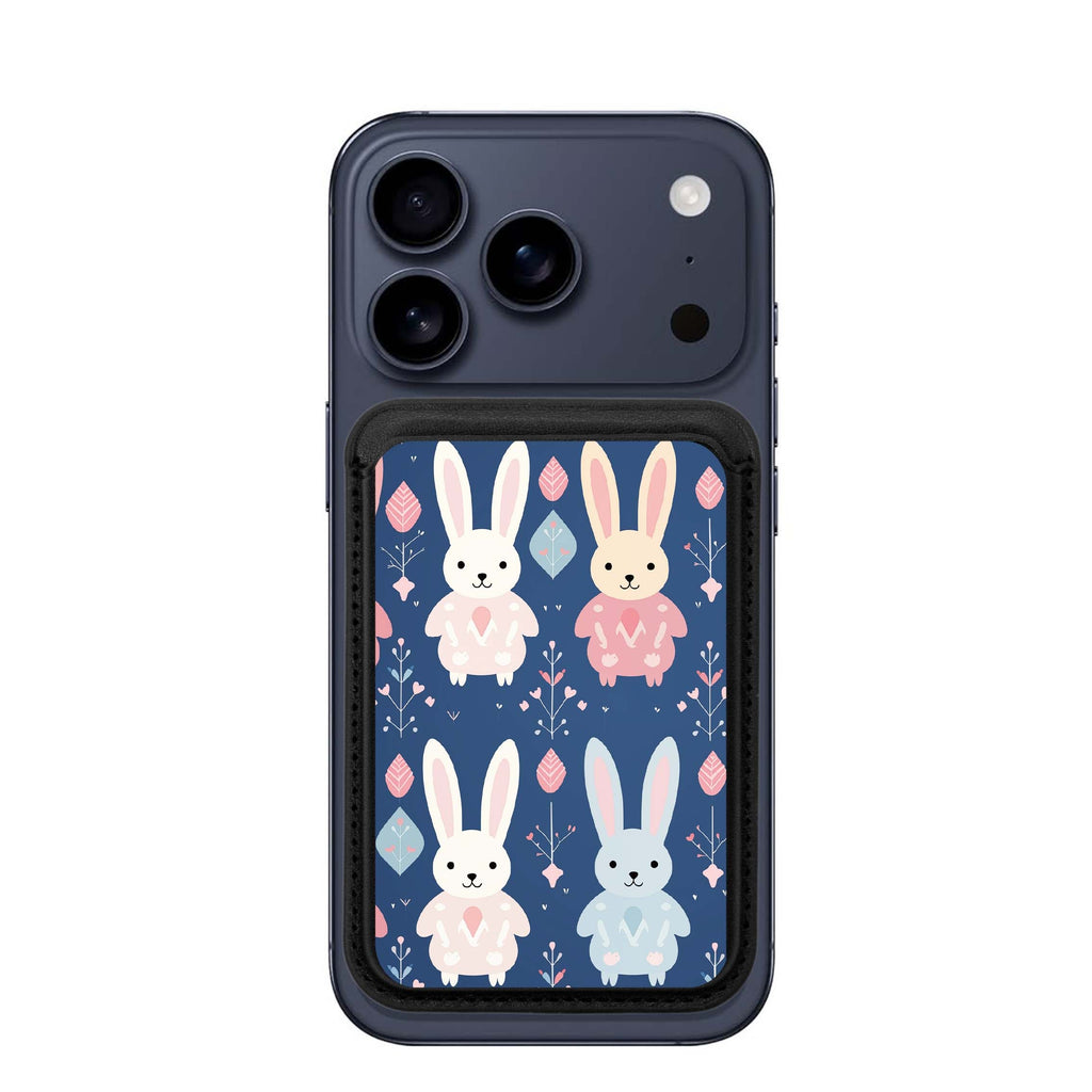 Bunny Bliss MagSafe wallet for iPhone, slim magnetic card holder, main view