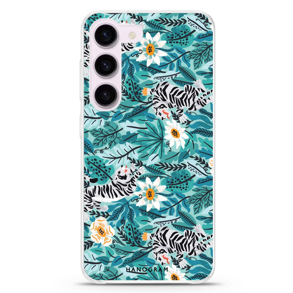 Tiger & Floral ultra-clear case for Samsung Galaxy S23/S22, front view