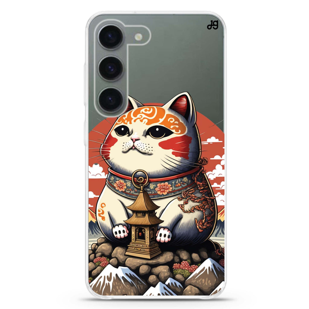 Cat with Fuji Mountain ultra-clear case for Samsung Galaxy S23/S22, front view