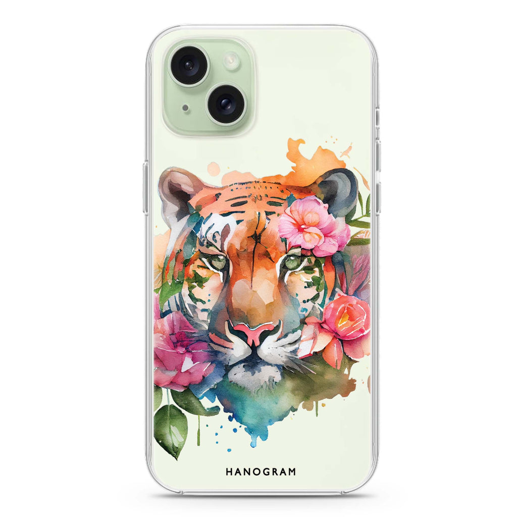 Floral Tiger iPhone 15 Plus Ultra Clear Case
