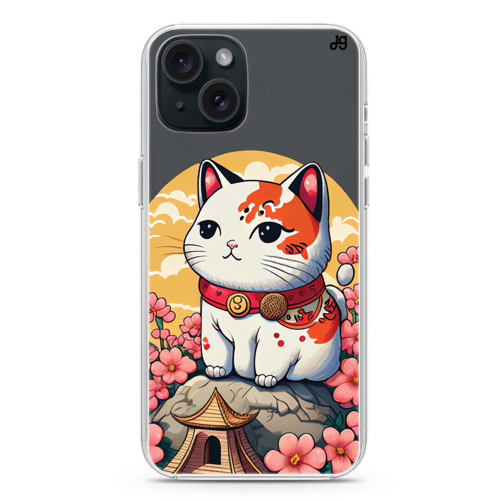 Cat & Flowers iPhone 15 Plus MagSafe Compatible Ultra Clear Case