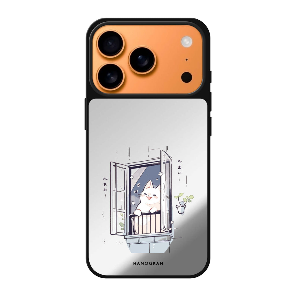 Ledge Lounging Kitty cat animal cute iPhone 17 Pro Max mirror case
